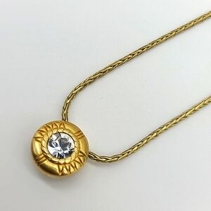 Brighton "Fortino" Gold Petite Reversible Pendant w/ Swarovski Crystal Solitaire